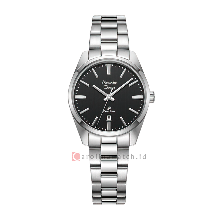 Jam Tangan Alexandre Christie Primo Steel AC 1035 LDBSSBA Women Black Dial Stainless Steel Strap