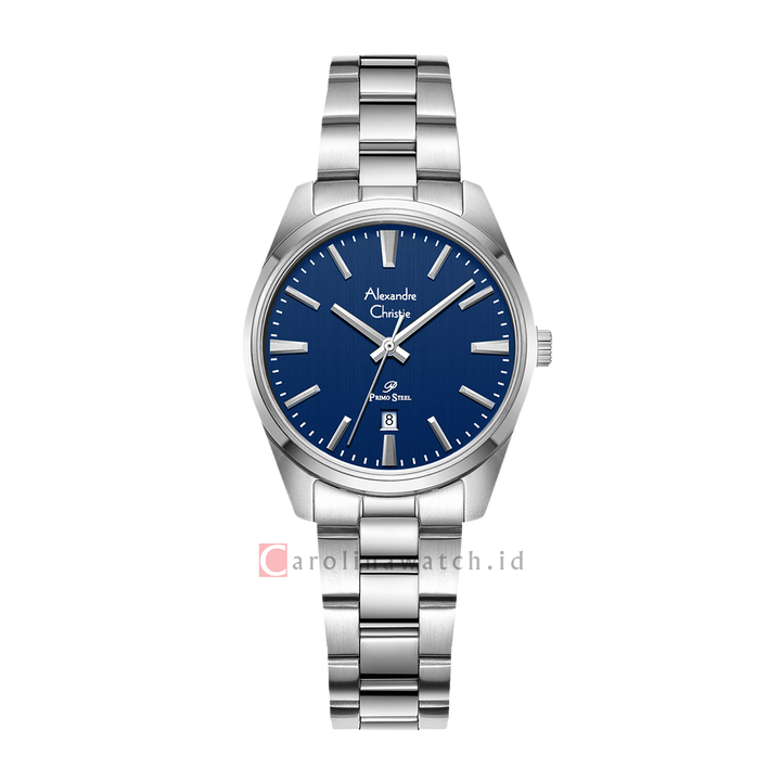 Jam Tangan Alexandre Christie Primo Steel AC 1035 LDBSSBU Women Blue Dial Stainless Steel Strap