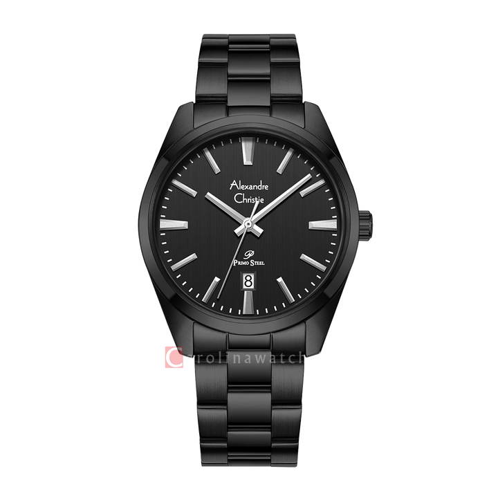 Jam Tangan Alexandre Christie Primo Steel AC 1035 MDBIPBA Men Black Dial Black Stainless Steel Strap