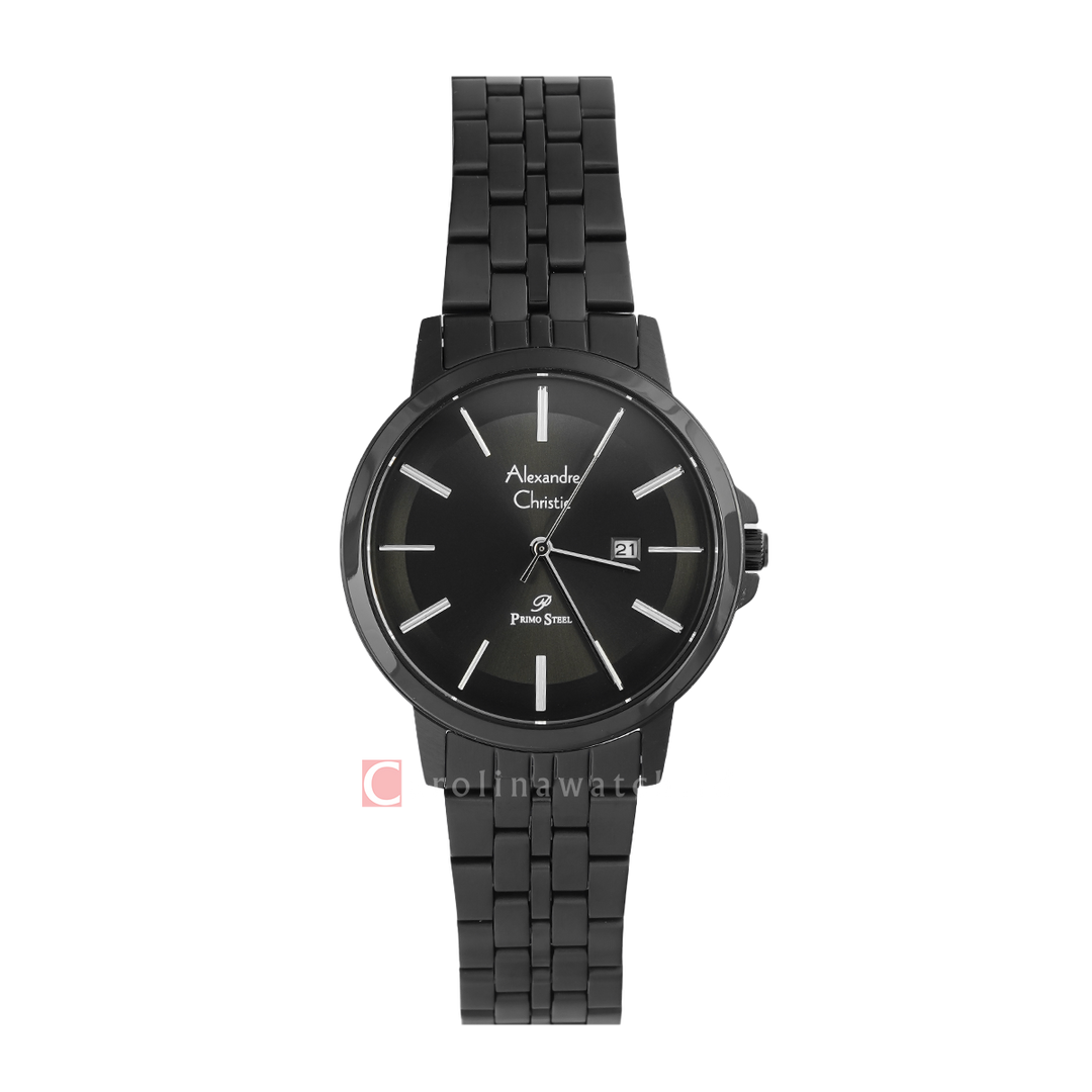 Jam Tangan Alexandre Christie AC 1036 LDBIPBASL Women Black Dial Black Stainless Steel Strap