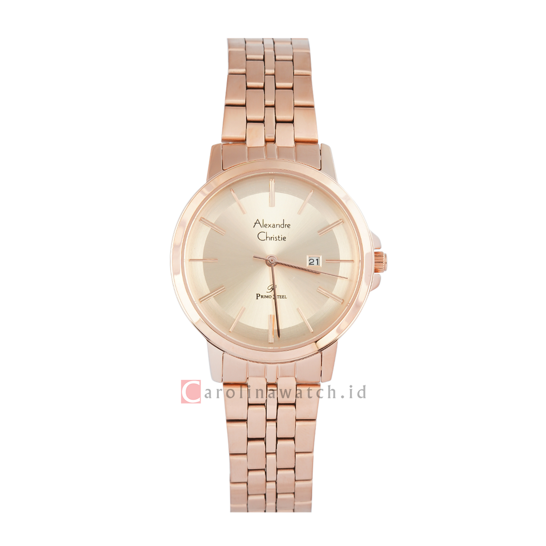 Jam Tangan Alexandre Christie AC 1036 LDBRGLN Women Rose Gold Dial Rose Gold Stainless Steel Strap