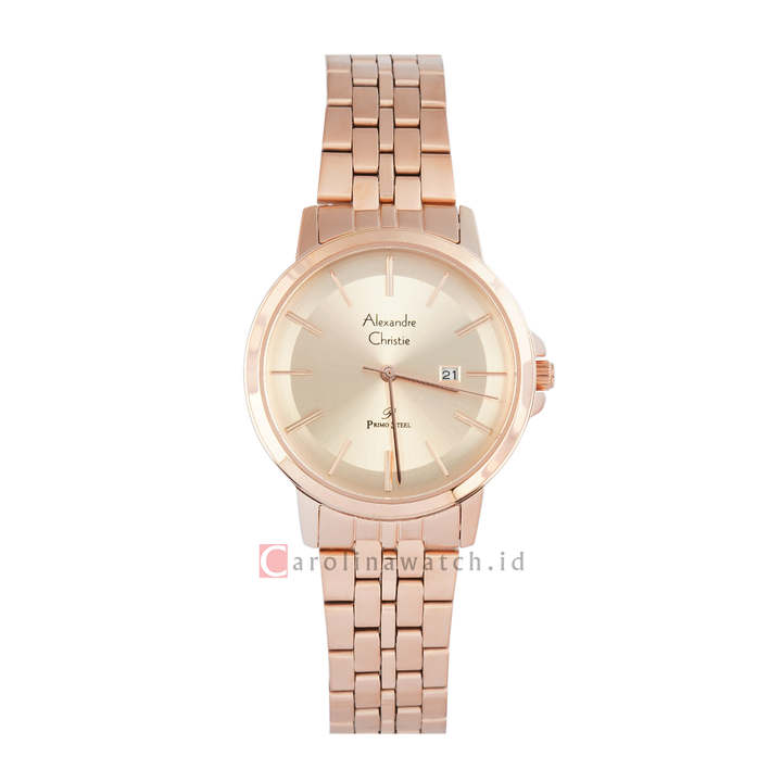 Jam Tangan Alexandre Christie AC 1036 LDBRGLN Women Rose Gold Dial Rose Gold Stainless Steel Strap