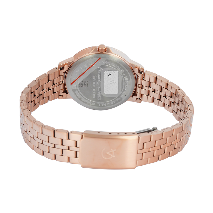 Jam Tangan Alexandre Christie AC 1036 LDBRGLN Women Rose Gold Dial Rose Gold Stainless Steel Strap