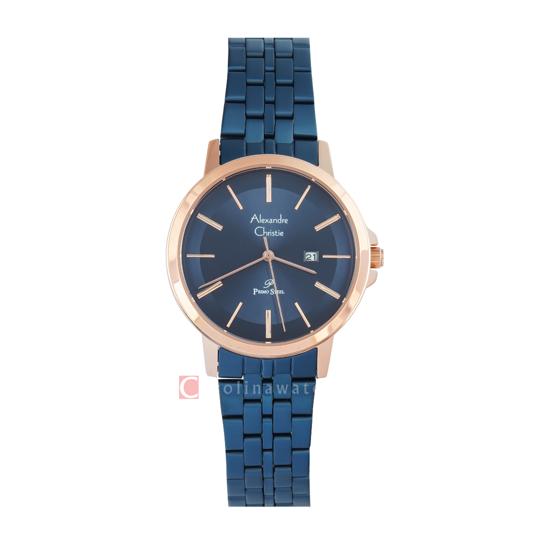 Jam Tangan Alexandre Christie AC 1036 LDBURBU Women Blue Dial Blue Stainless Steel Strap