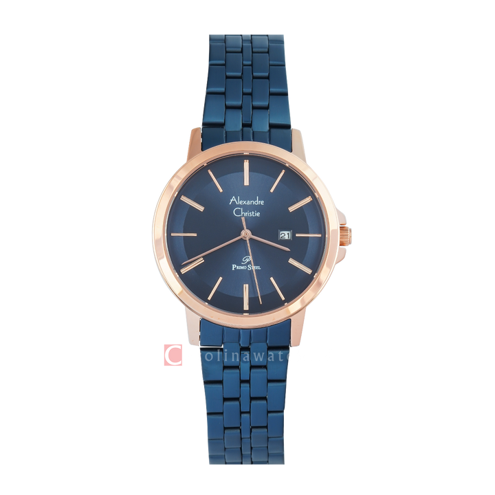 Jam Tangan Alexandre Christie AC 1036 LDBURBU Women Blue Dial Blue Stainless Steel Strap