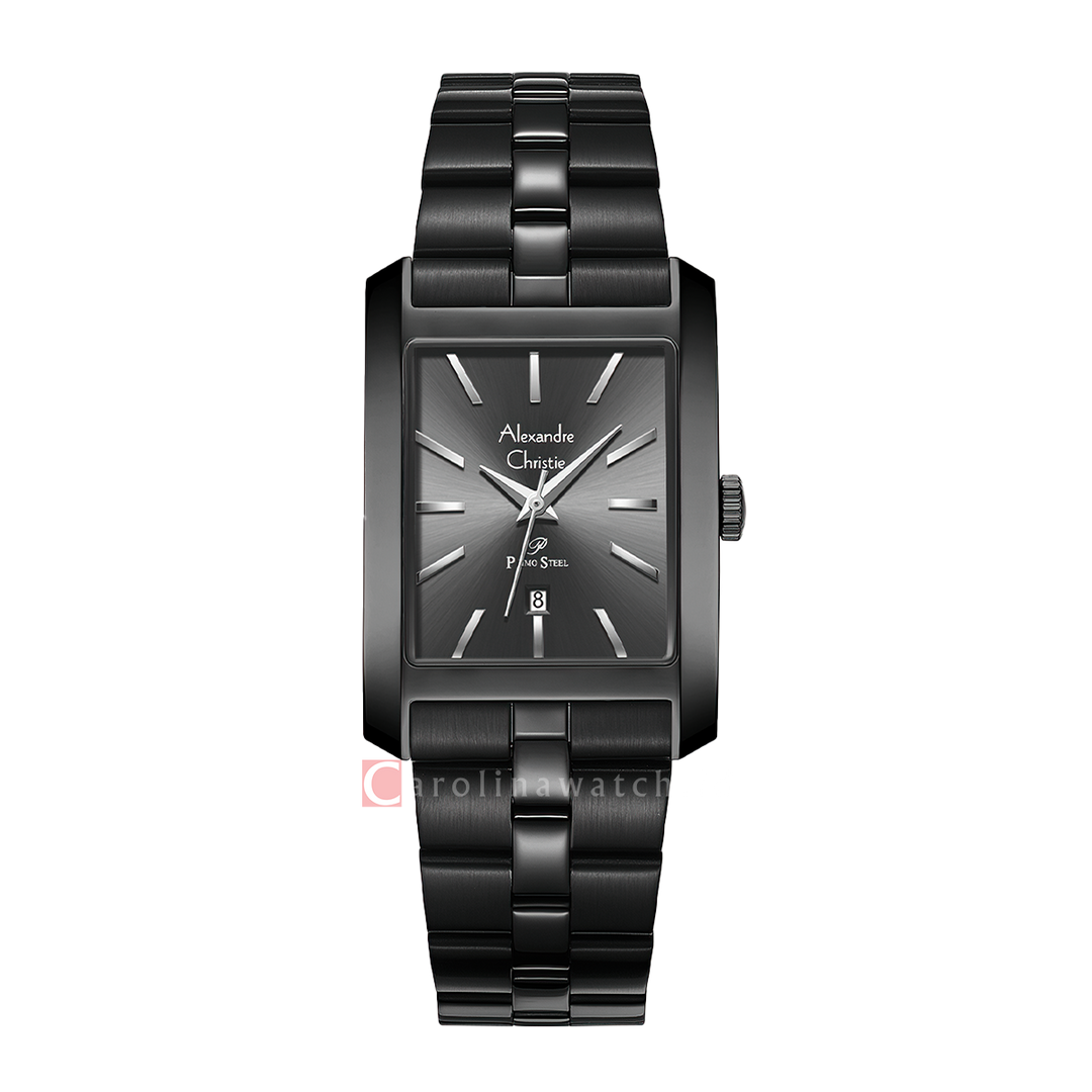 Jam Tangan Alexandre Christie Primo Steel AC 1037 LDBIPDG Women Black Dial Black Stainless Steel Strap