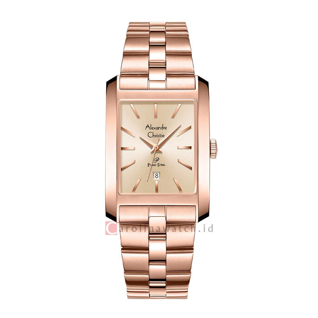 Jam Tangan Alexandre Christie Primo Steel AC 1037 LDBRGLN Women Gold Dial Rose Gold Stainless Steel Strap