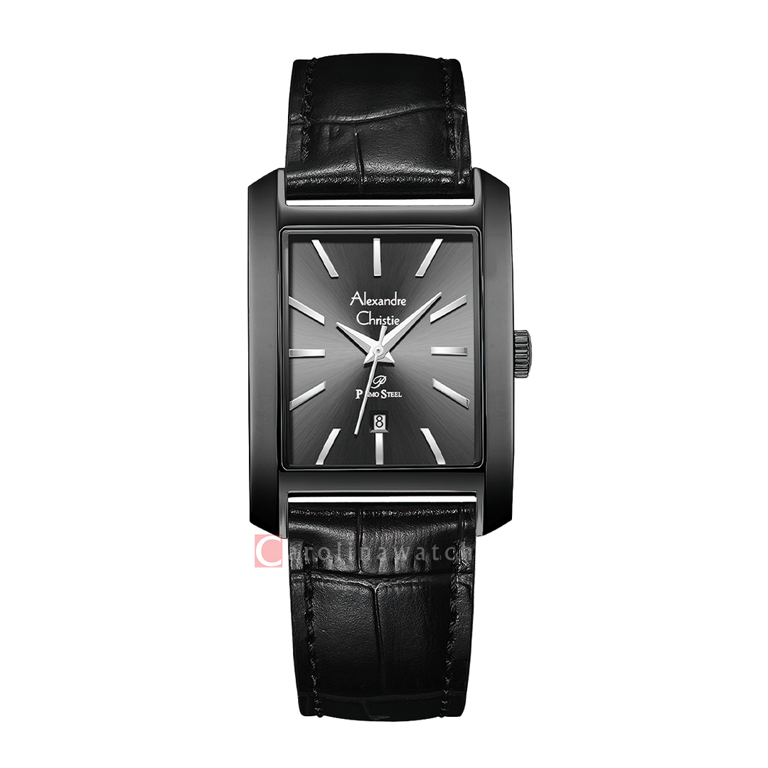 Jam Tangan Alexandre Christie Primo Steel AC 1037 LDLIPDG Women Black Dial Black Leather Strap