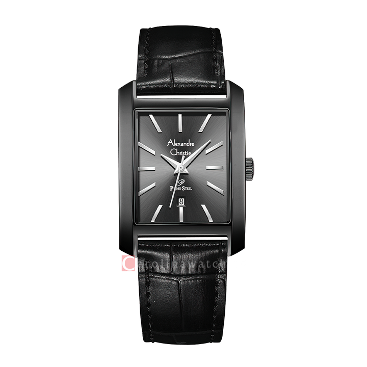 Jam Tangan Alexandre Christie Primo Steel AC 1037 LDLIPDG Women Black Dial Black Leather Strap