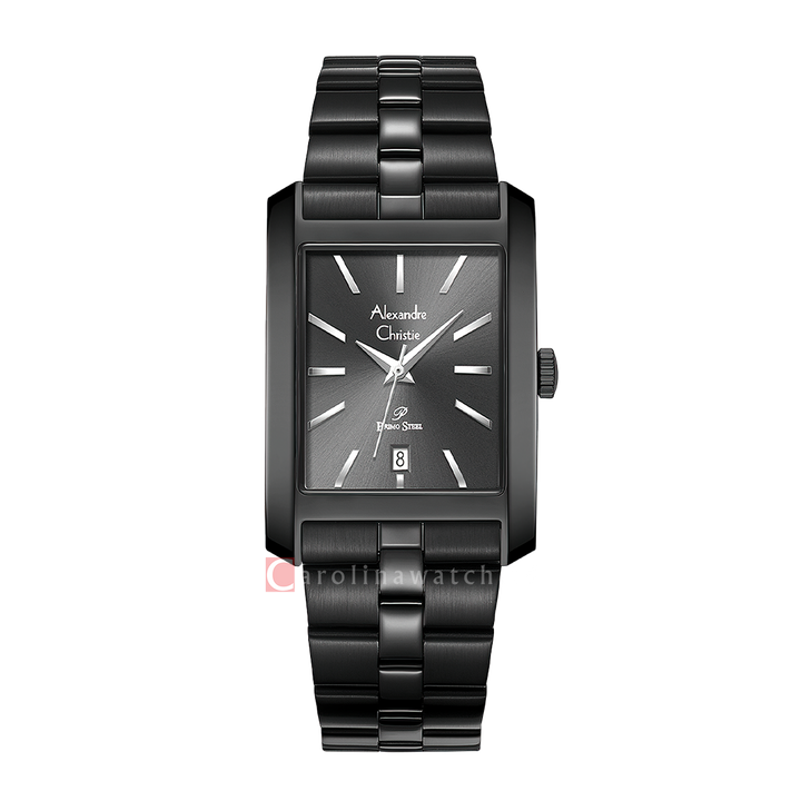 Jam Tangan Alexandre Christie Primo Steel AC 1037 MDBIPDG Men Black Dial Black Stainless Steel Strap