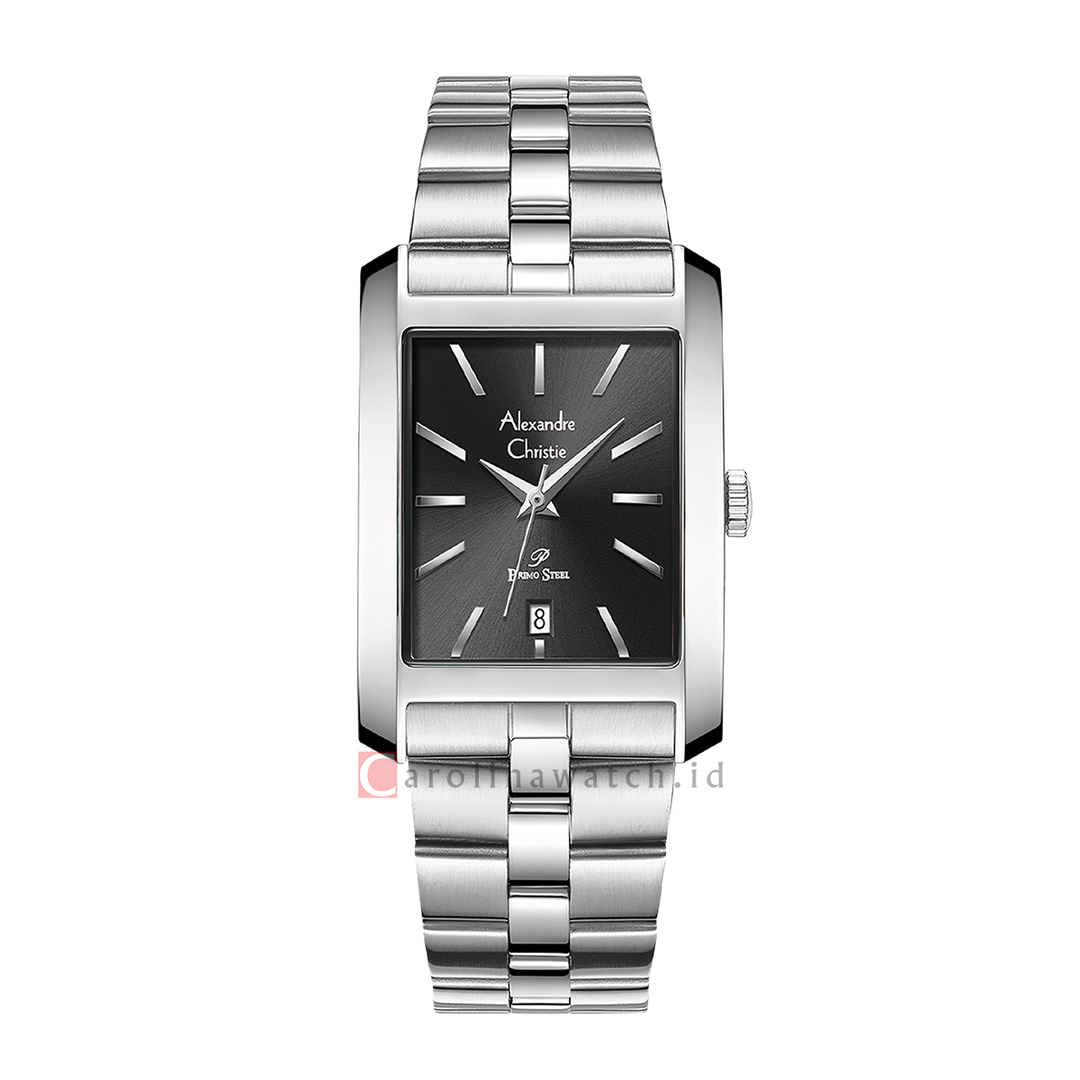 Jam Tangan Alexandre Christie Primo Steel AC 1037 MDBSSDG Men Black Dial Stainless Steel Strap