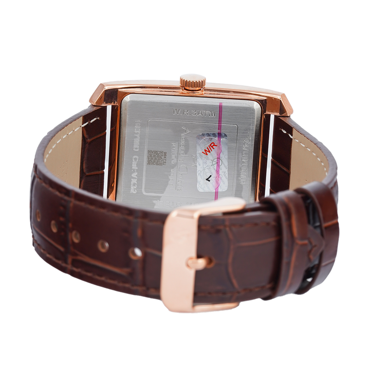 Jam Tangan Alexandre Christie Primo Steel AC 1037 MDLRGSL Men Silver Dial Brown Leather Strap