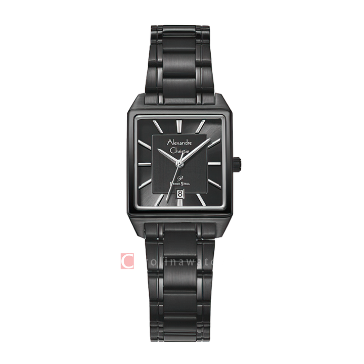 Jam Tangan Alexandre Christie Primo Steel AC 1038 LDBIPDG Women Black Dial Black Stainless Steel Strap