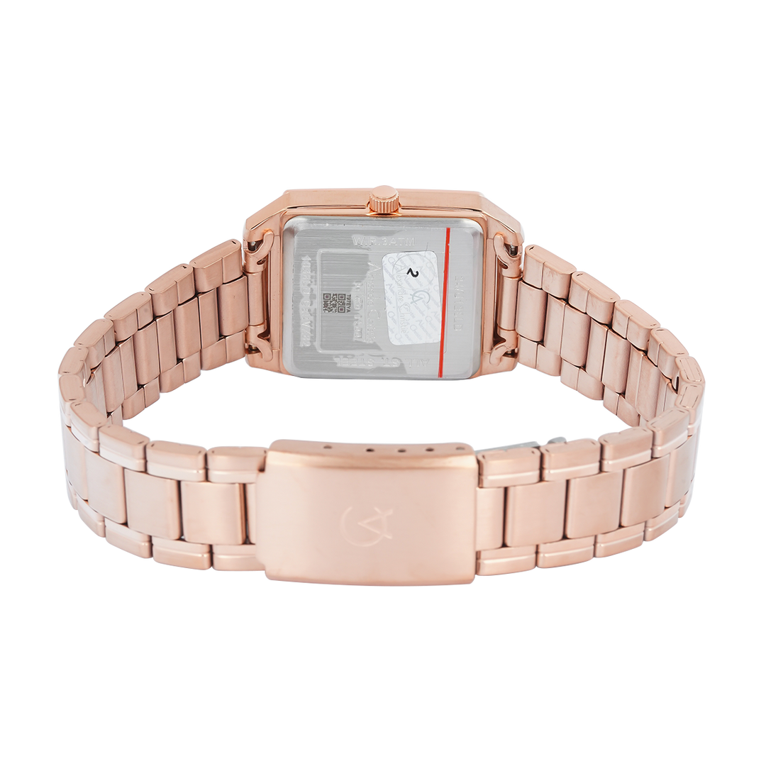 Jam Tangan Alexandre Christie Primo Steel AC 1038 LDBRGLN Women Gold Dial Rose Gold Stainless Steel Strap