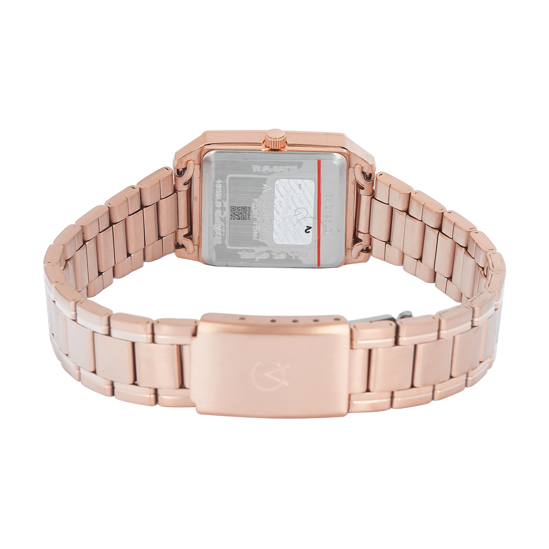 Jam Tangan Alexandre Christie Primo Steel AC 1038 LDBRGSL Women Silver Dial Rose Gold Stainless Steel Strap