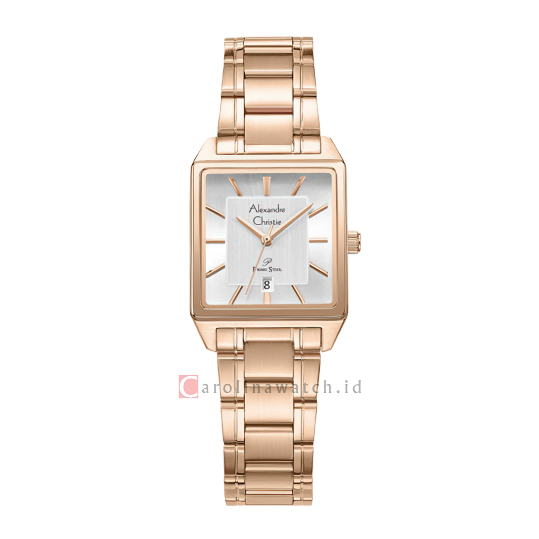 Jam Tangan Alexandre Christie Primo Steel AC 1038 LDBRGSL Women Silver Dial Rose Gold Stainless Steel Strap