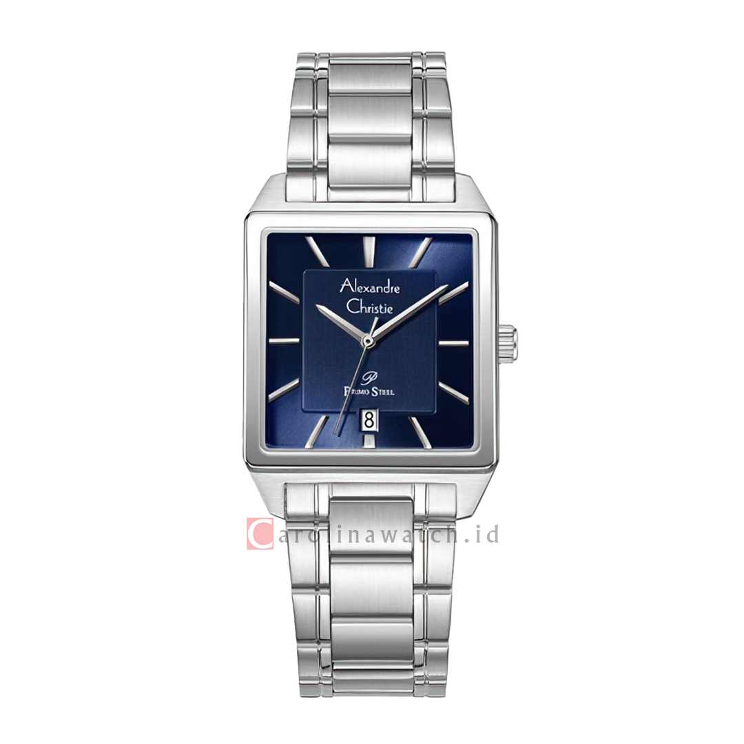 Jam Tangan Alexandre Christie Primo Steel AC 1038 MDBSSBU Men Blue Dial Stainless Steel Strap