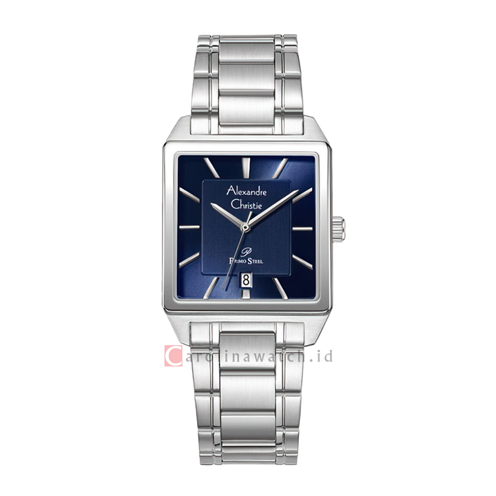 Jam Tangan Alexandre Christie Primo Steel AC 1038 MDBSSBU Men Blue Dial Stainless Steel Strap