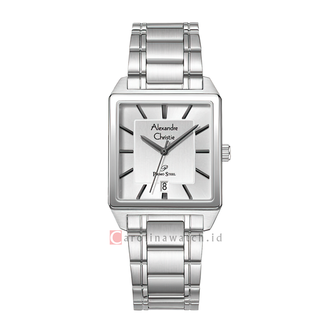 Jam Tangan Alexandre Christie Primo Steel AC 1038 MDBSSSL Men Silver Dial Stainless Steel Strap