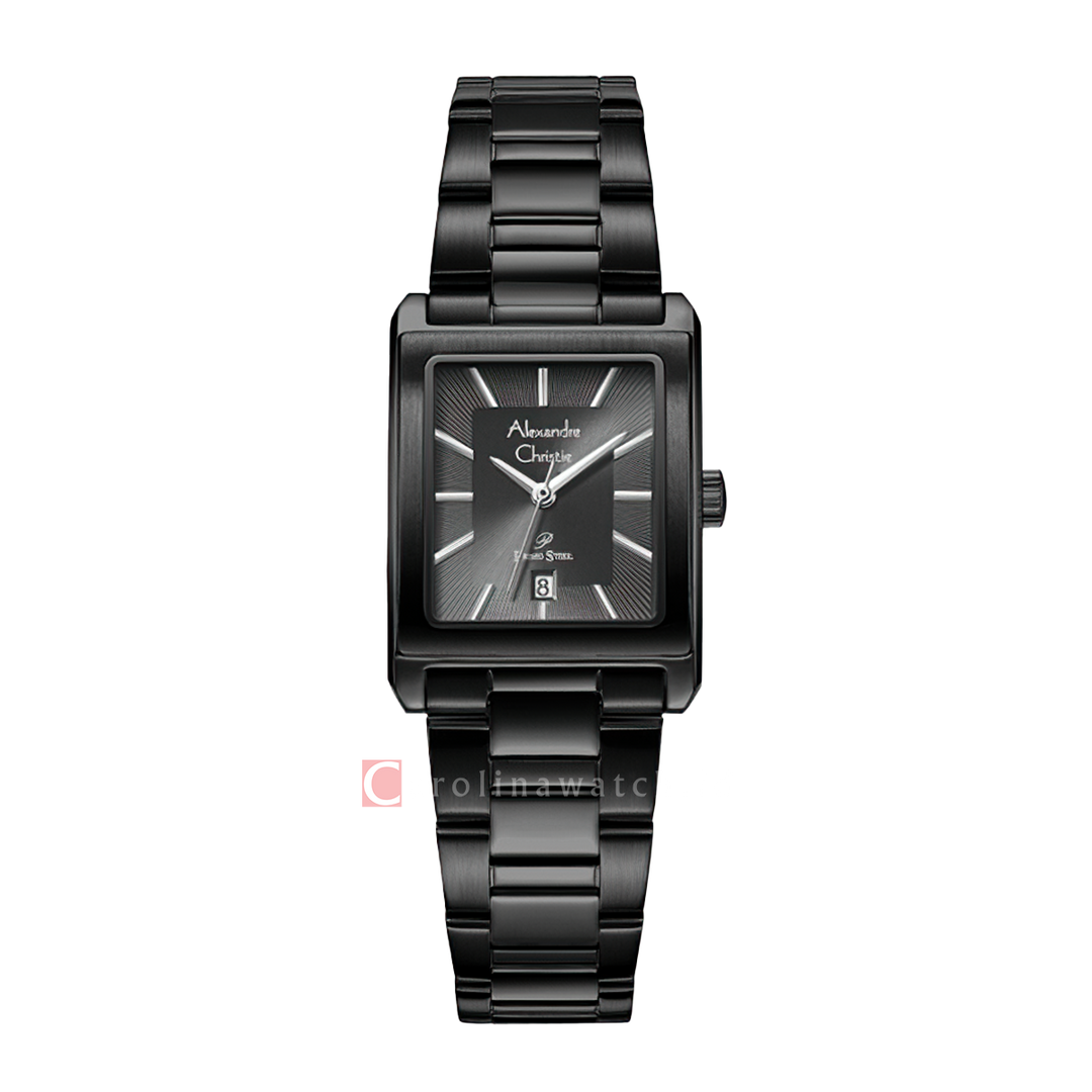 Jam Tangan Alexandre Christie Primo Steel AC 1039 LDBIPDG Women Black Dial Black Stainless Steel Strap