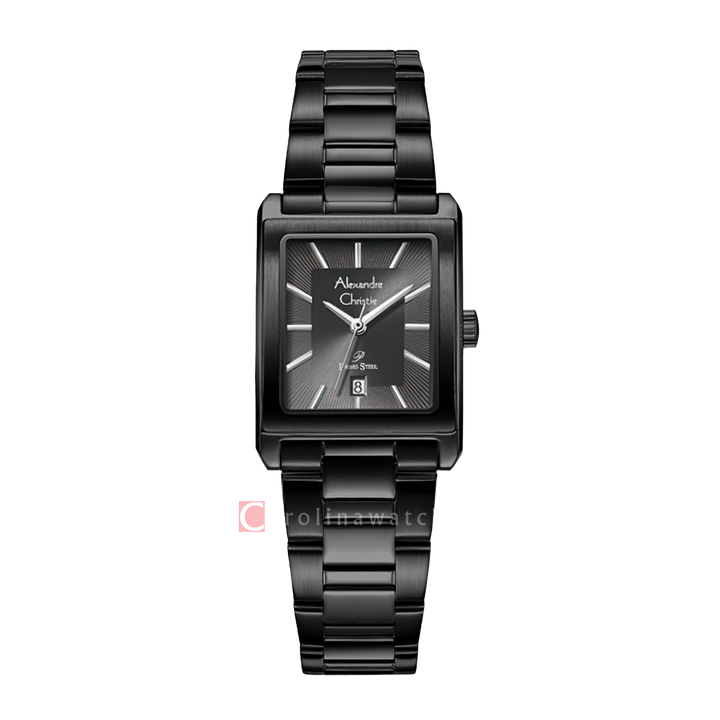 Jam Tangan Alexandre Christie Primo Steel AC 1039 LDBIPDG Women Black Dial Black Stainless Steel Strap