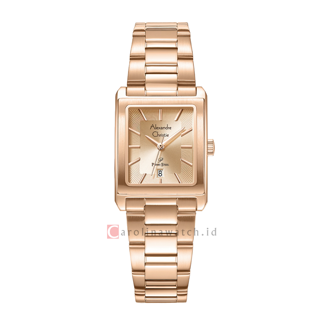 Jam Tangan Alexandre Christie Primo Steel AC 1039 LDBRGLN Women Rose Gold Dial Rose Gold Stainless Steel Strap