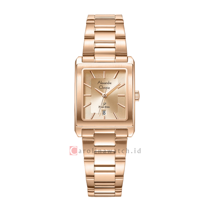Jam Tangan Alexandre Christie Primo Steel AC 1039 LDBRGLN Women Rose Gold Dial Rose Gold Stainless Steel Strap