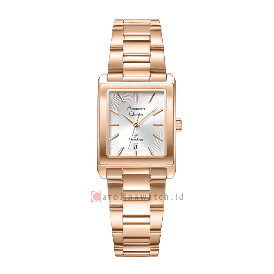 Jam Tangan Alexandre Christie Primo Steel AC 1039 LDBRGSL Women Silver Dial Rose Gold Stainless Steel Strap