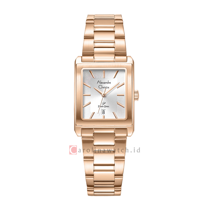 Jam Tangan Alexandre Christie Primo Steel AC 1039 LDBRGSL Women Silver Dial Rose Gold Stainless Steel Strap