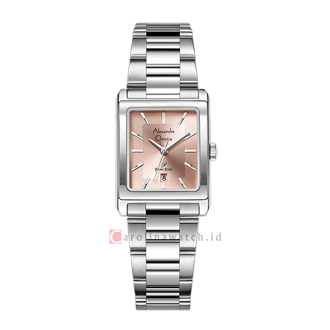 Jam Tangan Alexandre Christie Primo Steel AC 1039 LDBSSPN Women Pink Dial Stainless Steel Strap