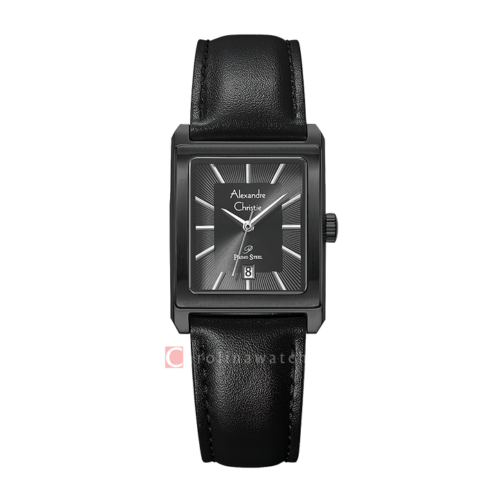 Jam Tangan Alexandre Christie Primo Steel AC 1039 LDLIPDG Women Black Dial Black Leather Strap