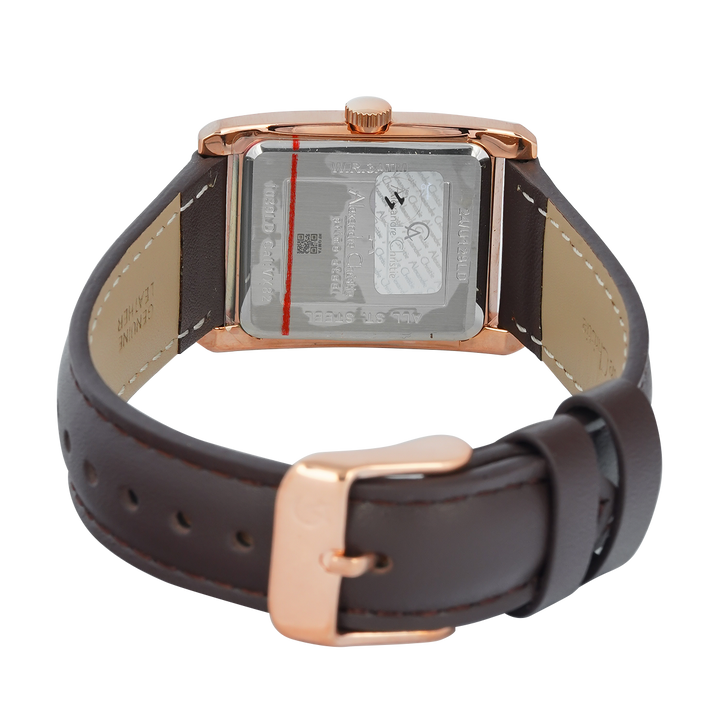 Jam Tangan Alexandre Christie Primo Steel AC 1039 LDLRGLN Women Rose Gold Dial Brown Leather Strap