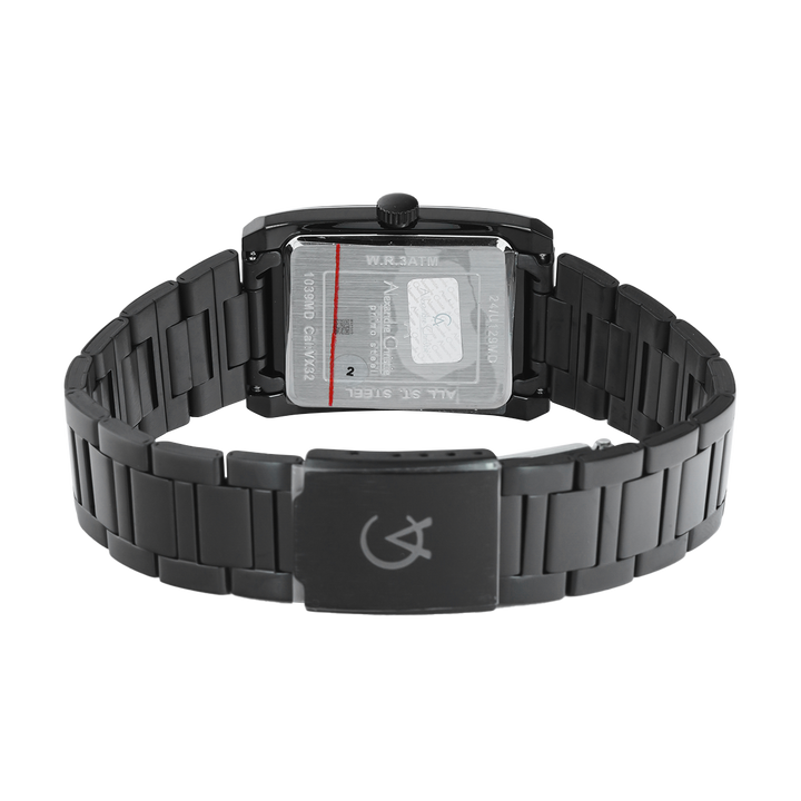 Jam Tangan Alexandre Christie Primo Steel AC 1039 MDBIPDGRG Men Black Dial Black Stainless Steel Strap