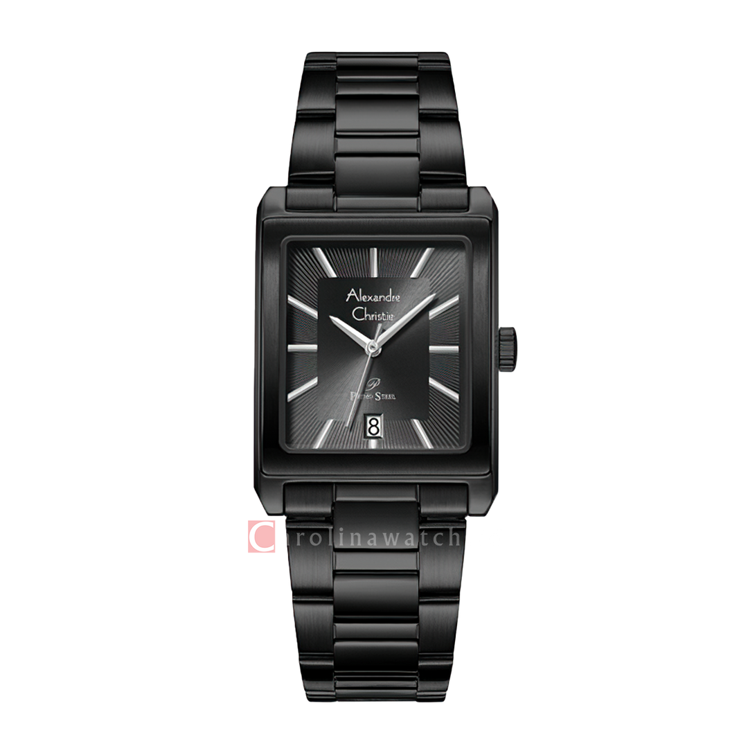 Jam Tangan Alexandre Christie Primo Steel AC 1039 MDBIPDG Men Black Dial Black Stainless Steel Strap
