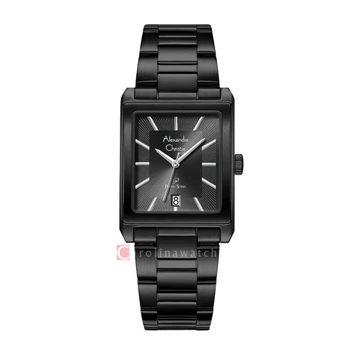 Jam Tangan Alexandre Christie Primo Steel AC 1039 MDBIPDG Men Black Dial Black Stainless Steel Strap