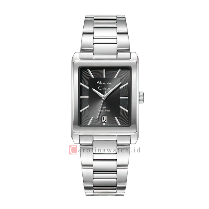 Jam Tangan Alexandre Christie Primo Steel AC 1039 MDBSSDG Men Dark Grey Dial Stainless Steel Strap