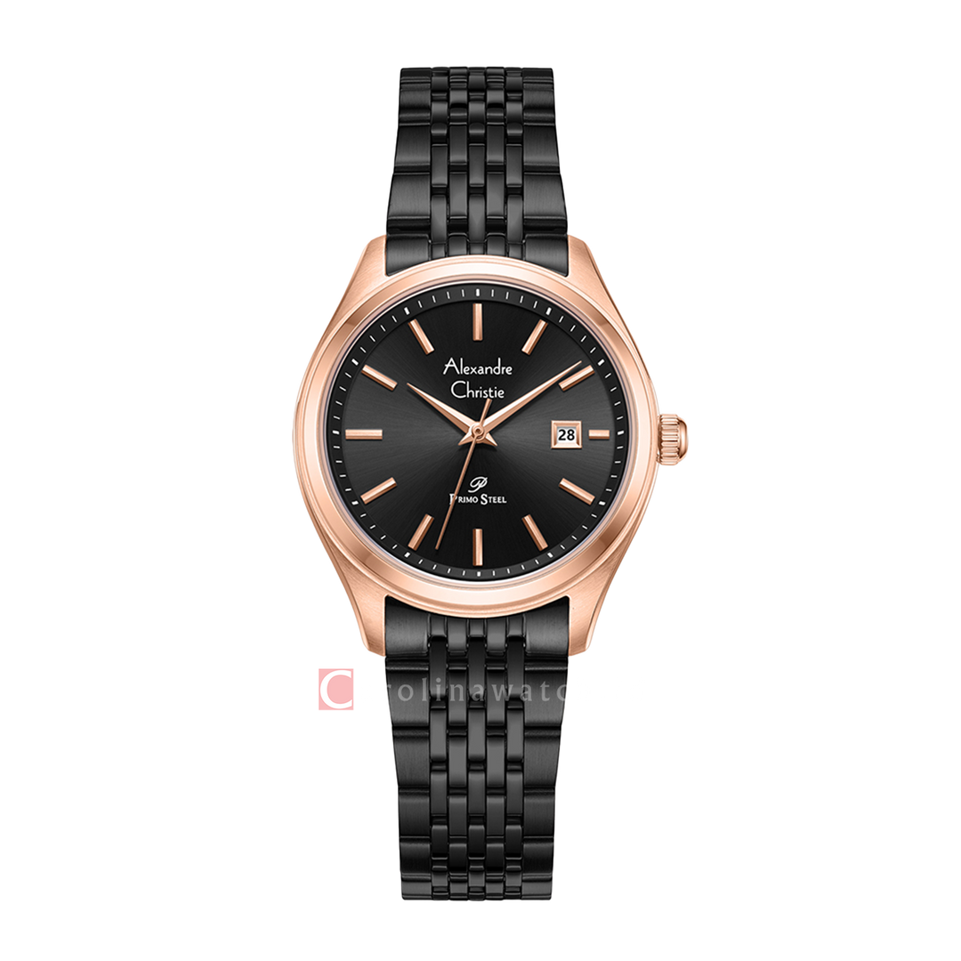 Jam Tangan Alexandre Christie Passion AC 1040 LDBBRBA Women Black Dial Black Stainless Steel Strap
