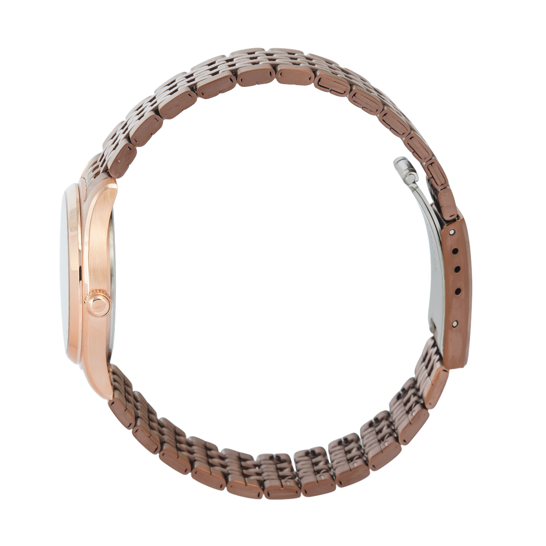 Jam Tangan Alexandre Christie Primo Steel AC 1040 LDBROBO Women Brown Dial Brown Stainless Steel Strap