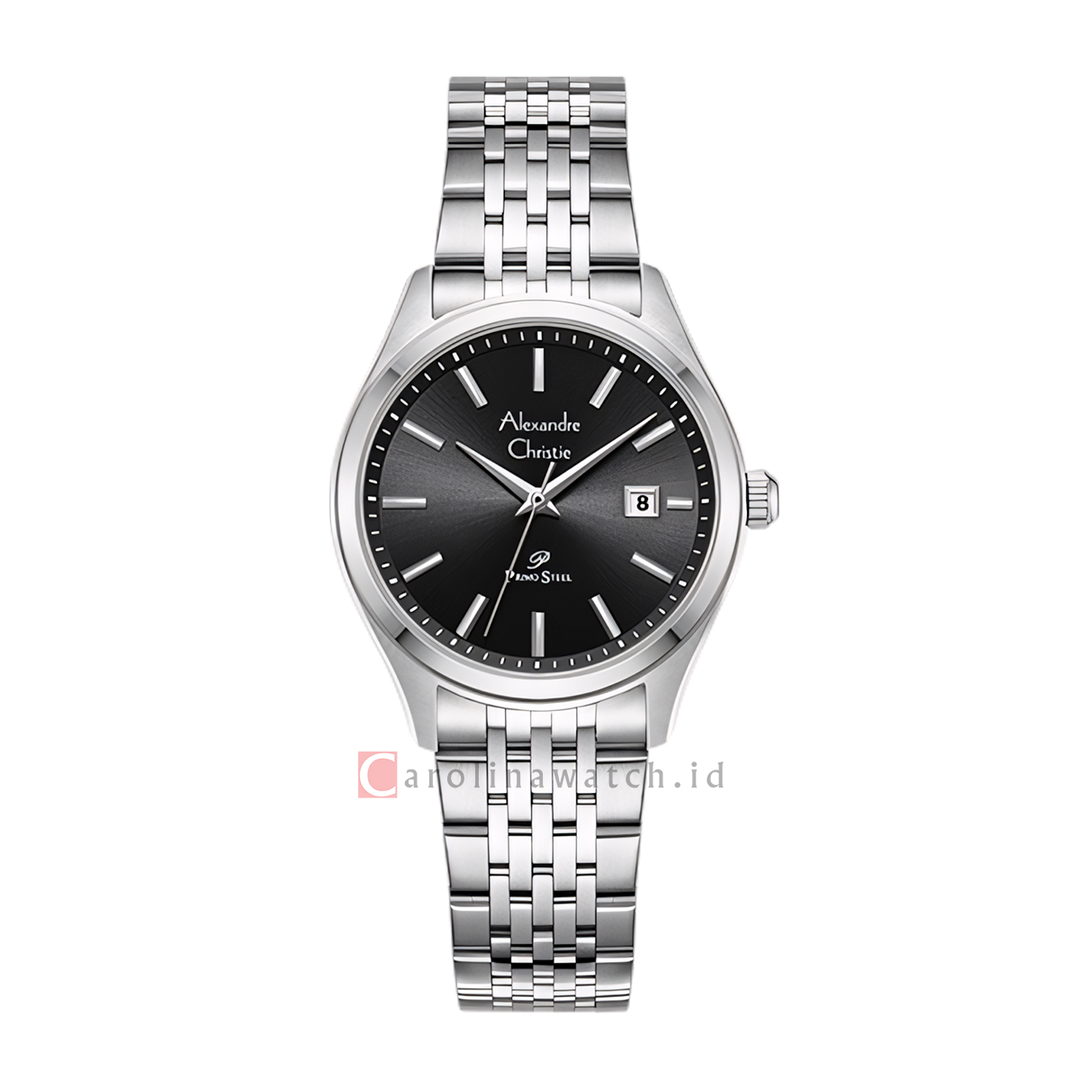 Jam Tangan Alexandre Christie AC 1040 LDBSSBA Women Black Dial Stainless Steel Strap