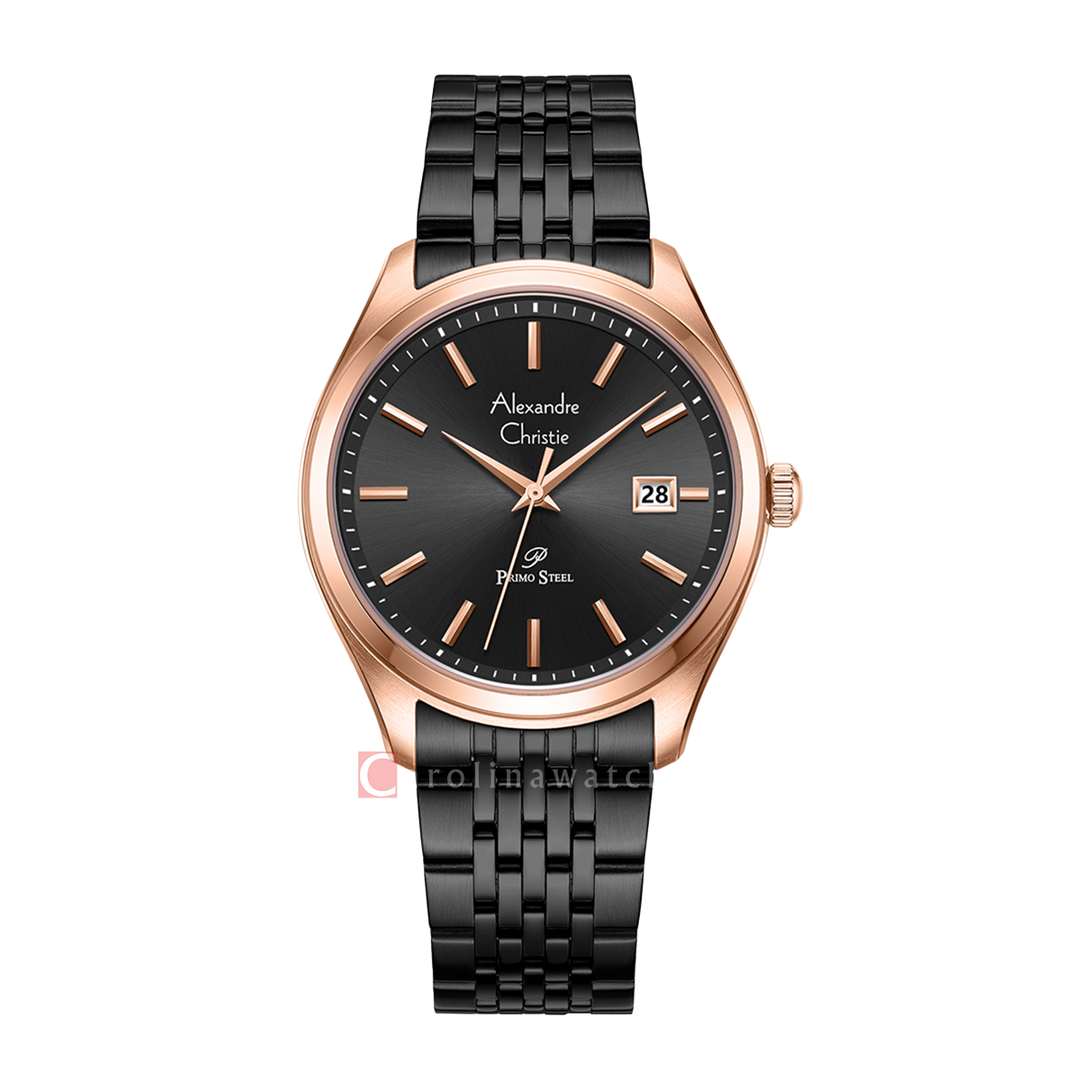 Jam Tangan Alexandre Christie Passion AC 1040 MDBBRBA Men Black Dial Black Stainless Steel Strap