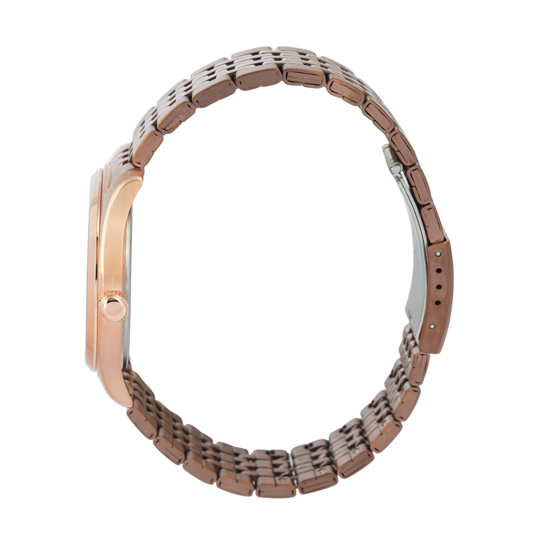 Jam Tangan Alexandre Christie Primo Steel AC 1040 MDBROBO Men Brown Dial Brown Stainless Steel Strap