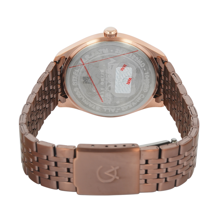 Jam Tangan Alexandre Christie Primo Steel AC 1040 MDBROBO Men Brown Dial Brown Stainless Steel Strap