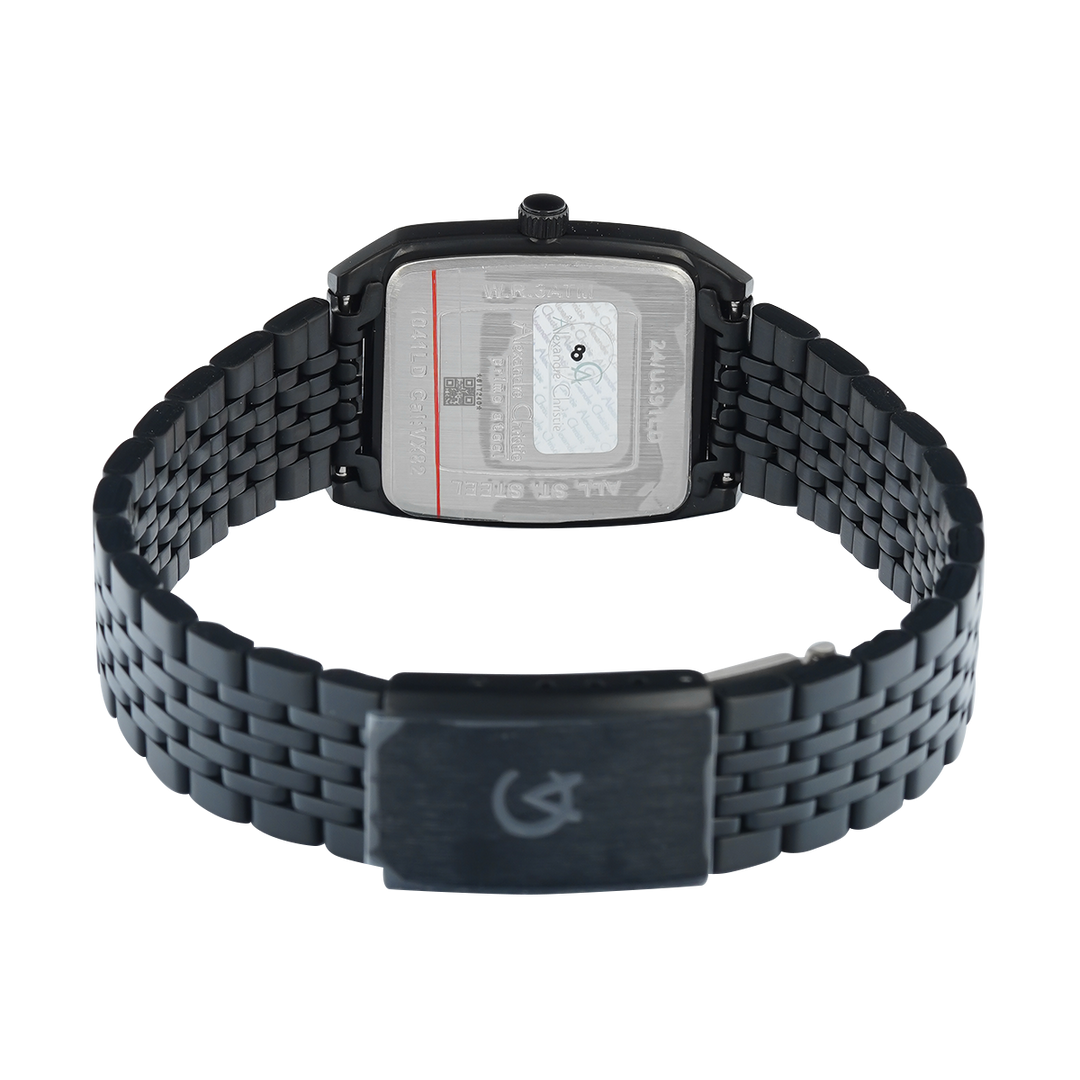 Jam Tangan Alexandre Christie Primo Steel AC 1041 LDBIPBA Women Black Dial Black Stainless Steel Strap