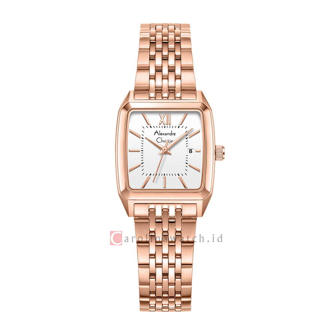Jam Tangan Alexandre Christie Primo Steel AC 1041 LDBRGSL Women White Dial Rose Gold Stainless Steel Strap