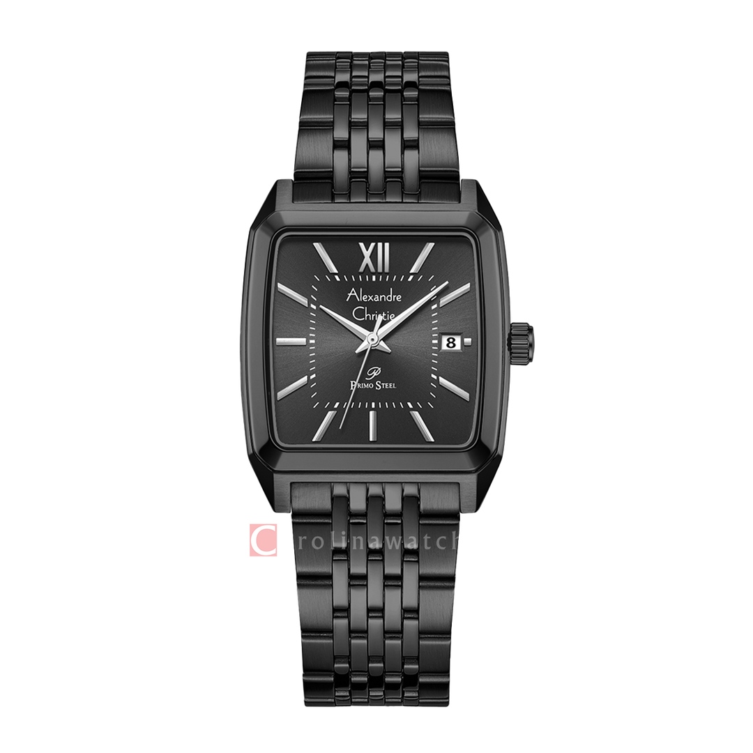 Jam Tangan Alexandre Christie Primo Steel AC 1041 MDBIPBA Men Black Dial Black Stainless Steel Strap