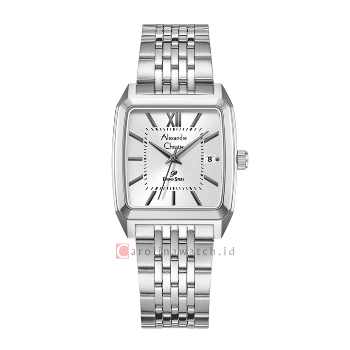 Jam Tangan Alexandre Christie Primo Steel AC 1041 MDBSSSL Men White Dial Stainless Steel Strap