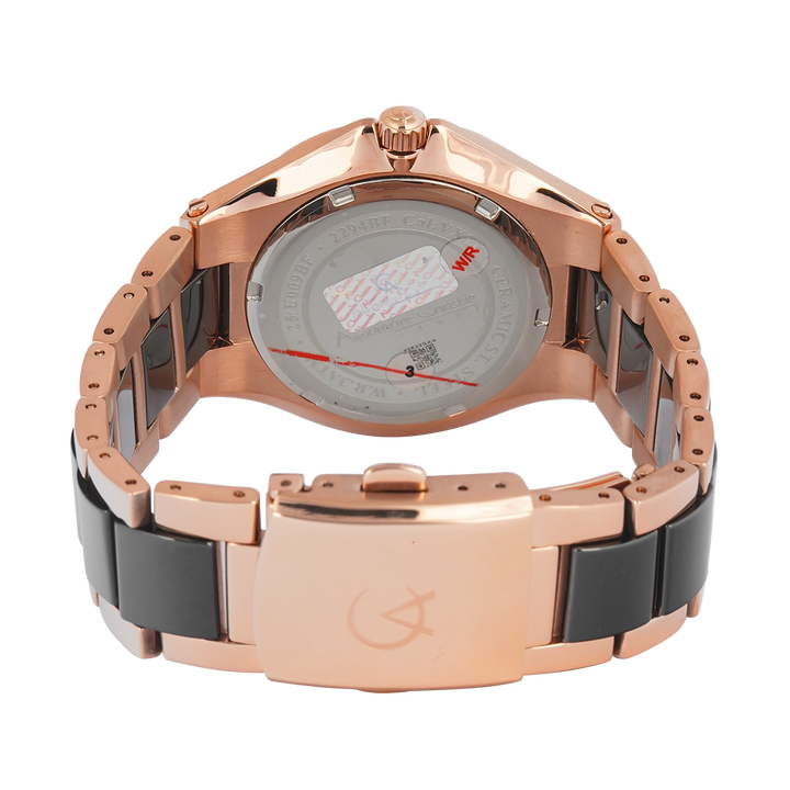 Jam Tangan Alexandre Christie Passion Ceramic AC 2294 BFBRGMA Women Black Dial Dual Tone Stainless Steel Strap