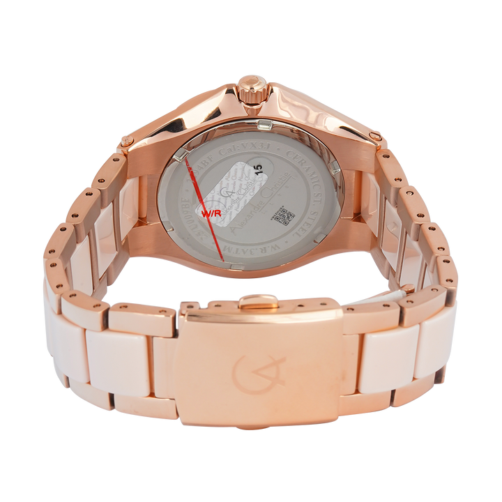Jam Tangan Alexandre Christie Passion Ceramic AC 2294 BFBRGMD Women Analog Dial Dual Tone Stainless Steel Strap