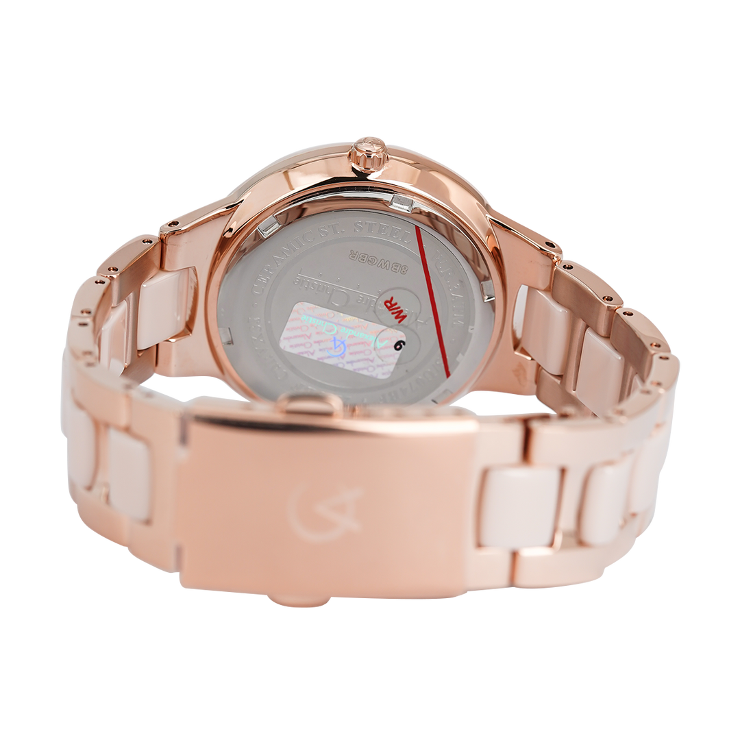 Jam Tangan Alexandre Christie Classic AC 2299 BFBRGLN Women Light Pink Dial Dual Tone Stainless Steel with Ceramic Strap