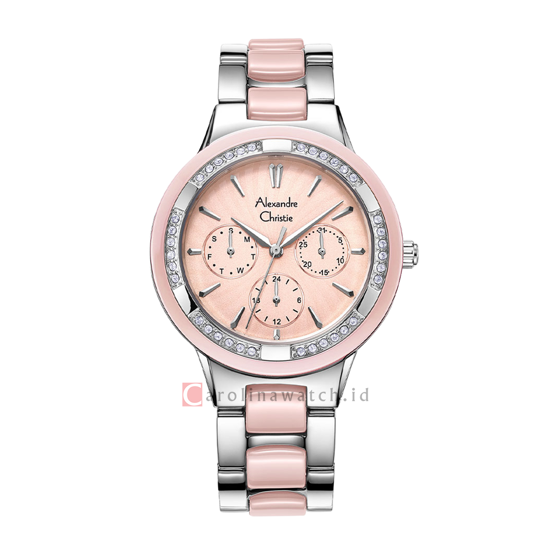 Jam Tangan Alexandre Christie Classic AC 2299 BFBSSLN Women Pink Dial Dual Tone Stainless Steel Strap